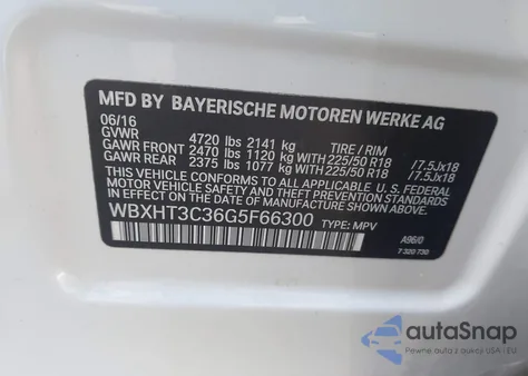 2016 BMW X1 xDrive28I z USA, uszkodzony, nr VIN WBXHT3C36G5F66300